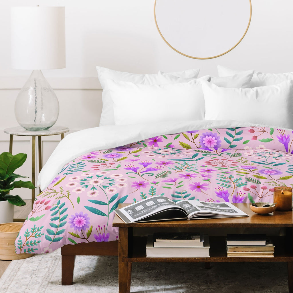 Pimlada Phuapradit Ditsy Purple Floral Half Drop Duvet Cover