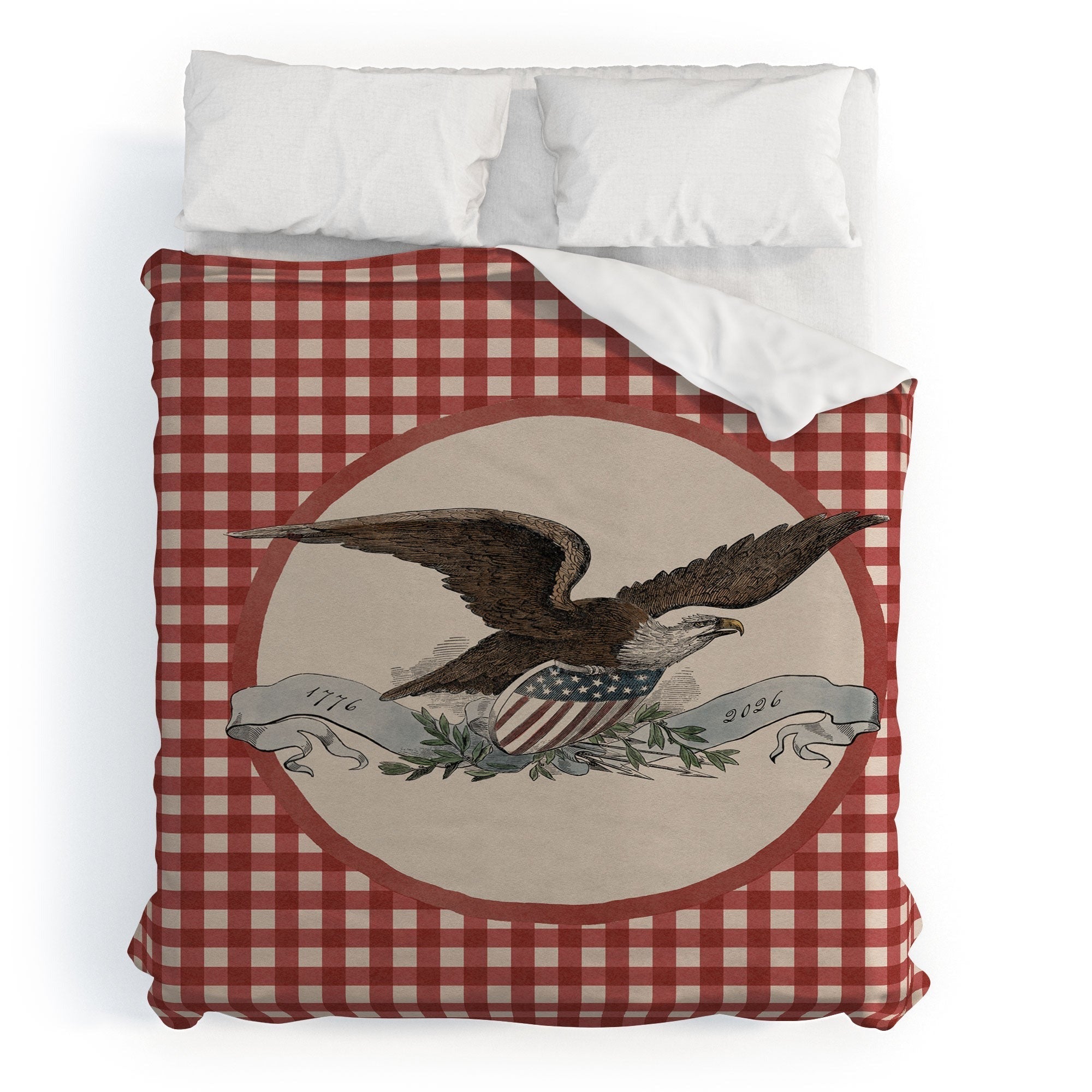 DENY Designs Gingham Eagle Duvet Cover