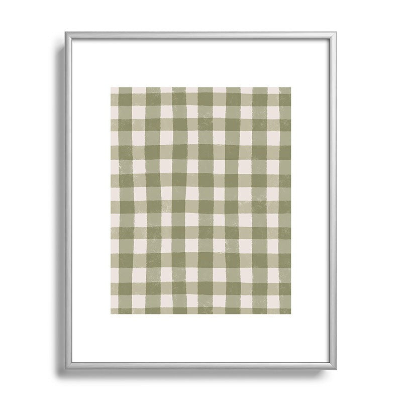 Menina Lisboa Rustic Green Plaid Metal Framed Art Print