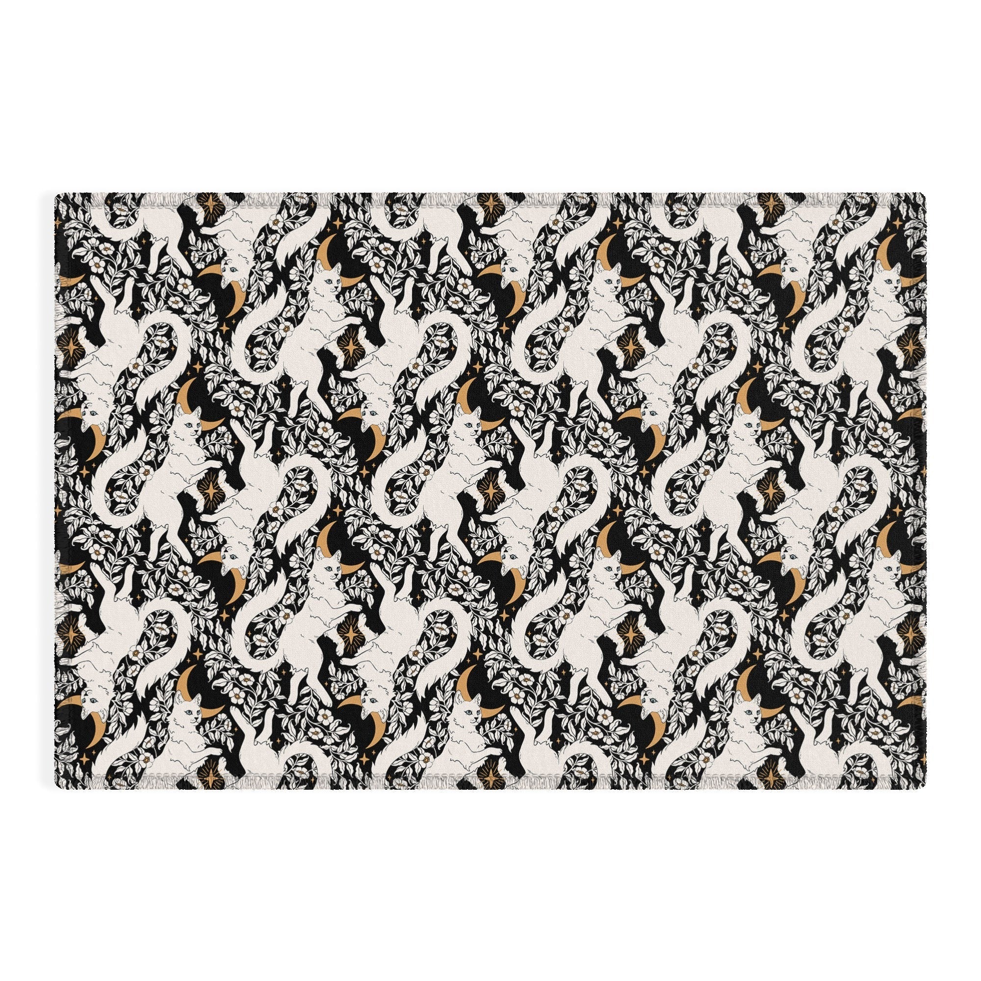 Avenie Celestial Cats Gold Outdoor Rug