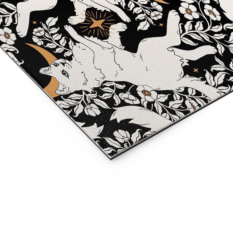 Avenie Celestial Cats Gold Welcome Mat
