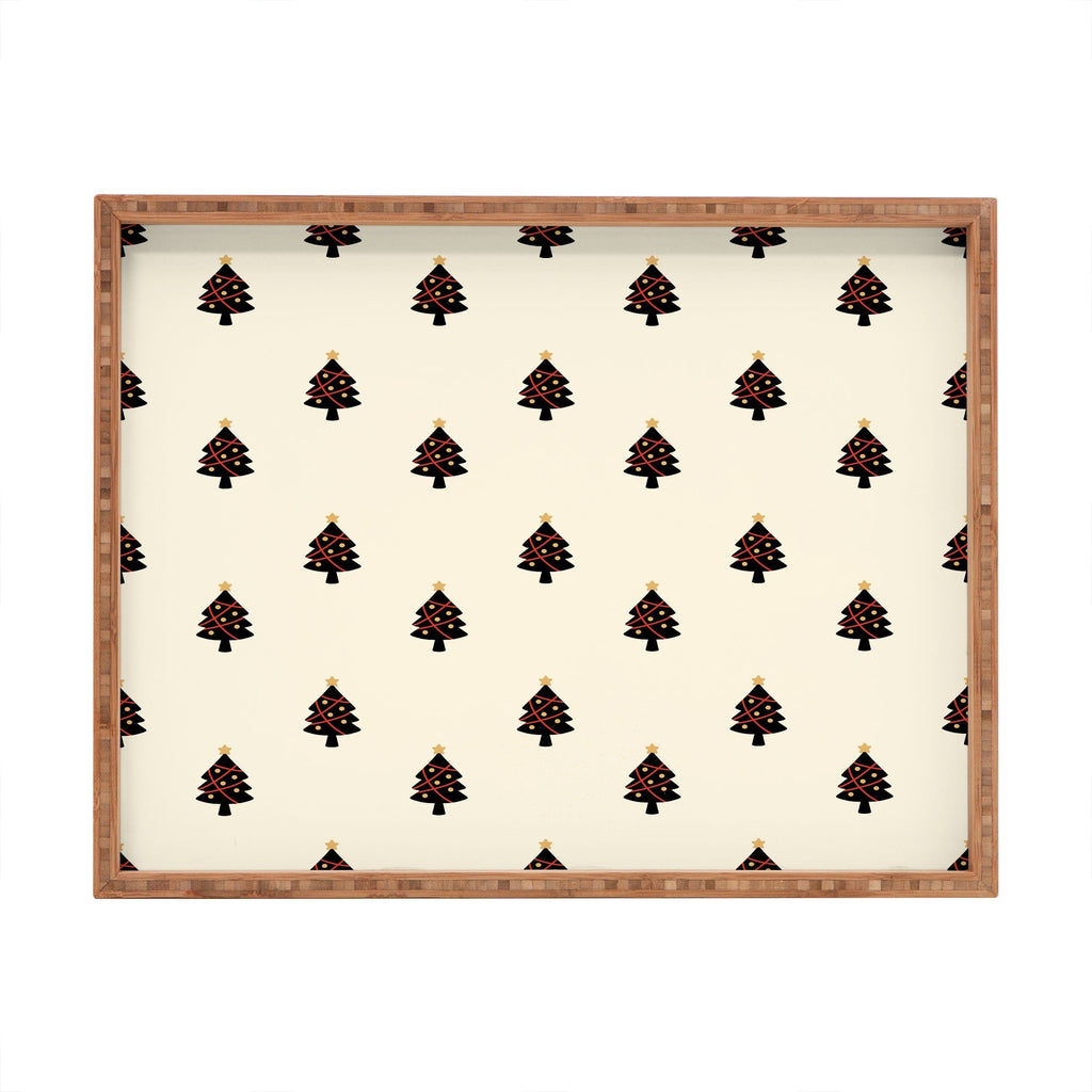 Design by Spark Black And Gold Christmas Tree Rectangular Tray