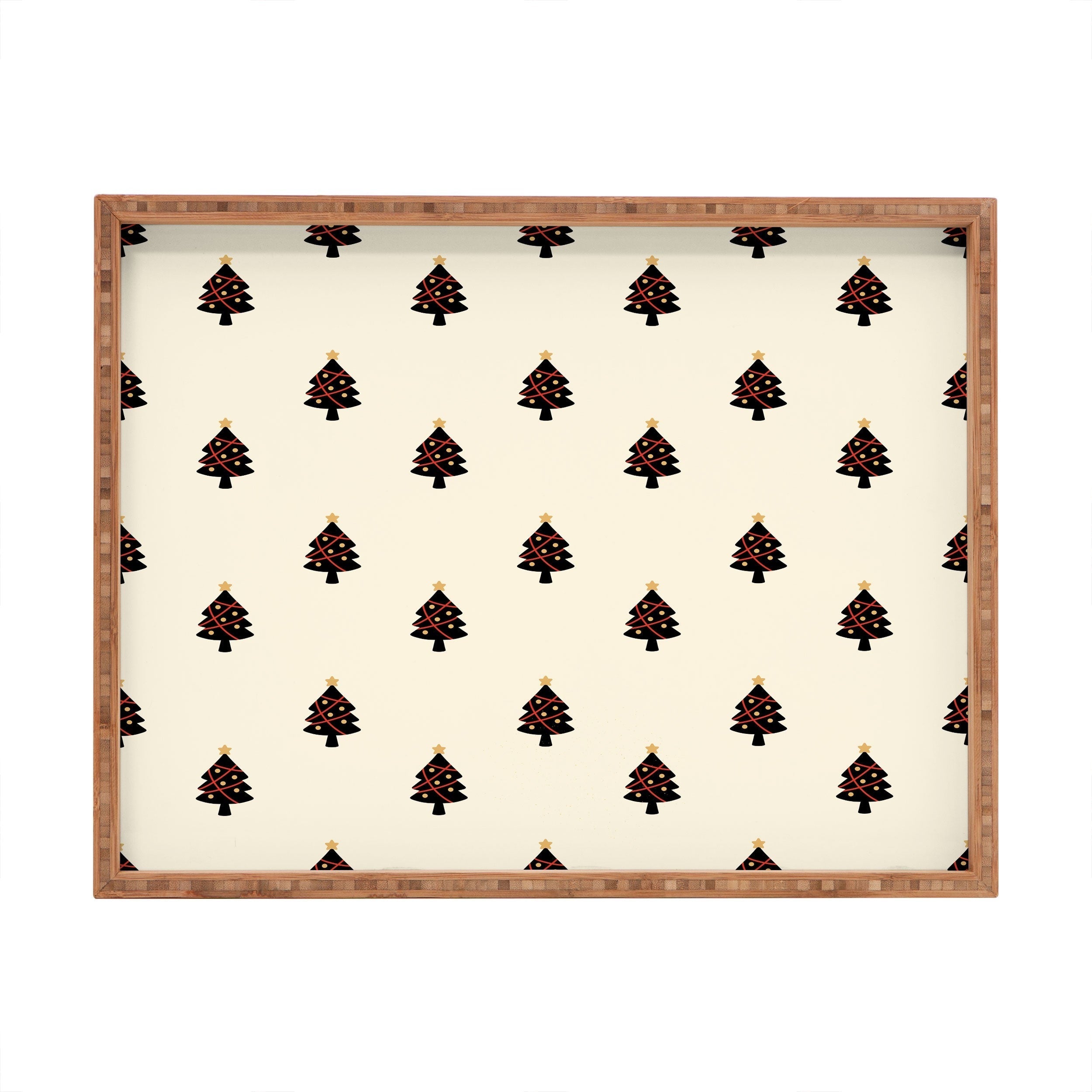 Design by Spark Black And Gold Christmas Tree Rectangular Tray