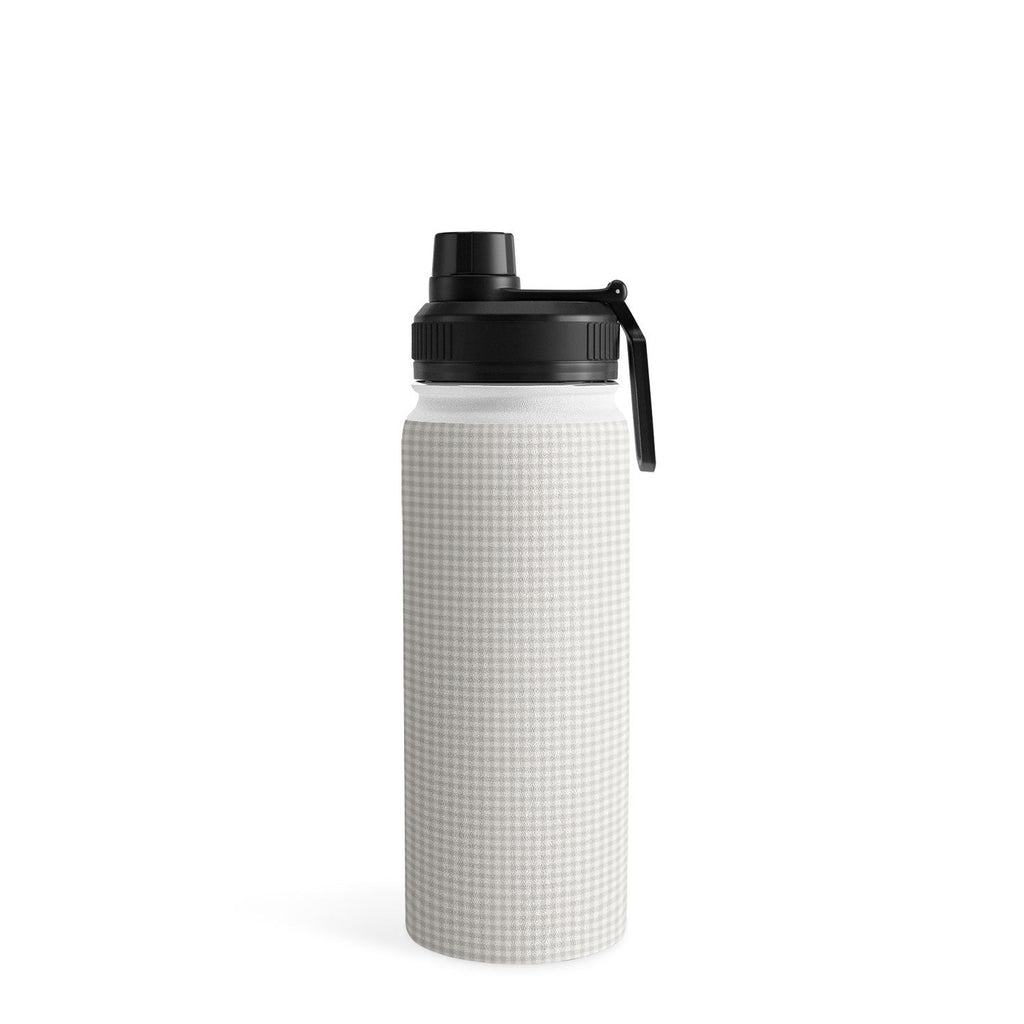 Colour Poems Gingham Plaid Pattern Cloud White Water Bottle