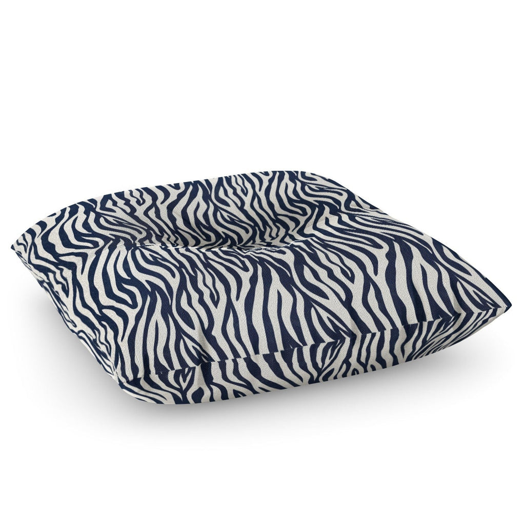Avenie BR Navy Tiger Stripes Floor Pillow Square
