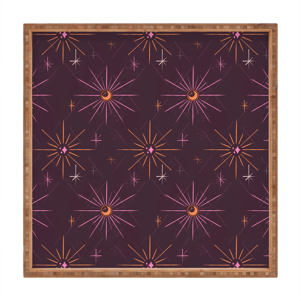 Little Om Pattern Little Moon plum Square Tray