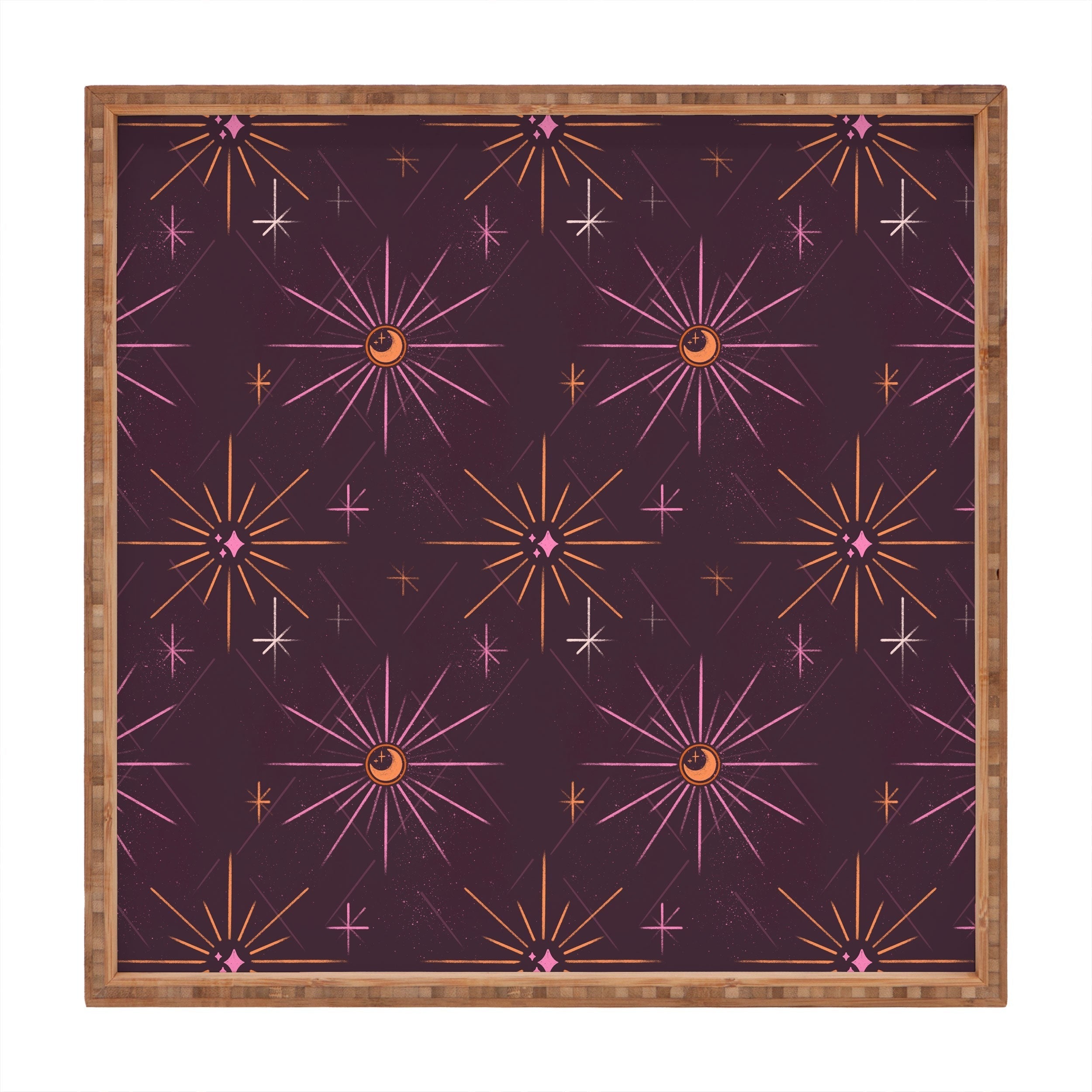 Little Om Pattern Little Moon plum Square Tray