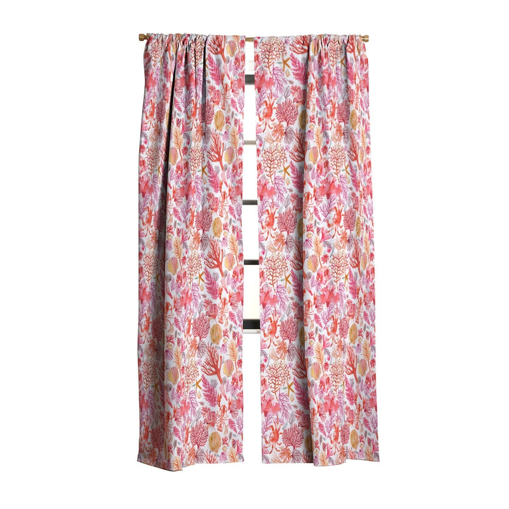 Ninola Design Botanic Retreat Coral Reef Crab Lobster Red Blackout Window Curtain