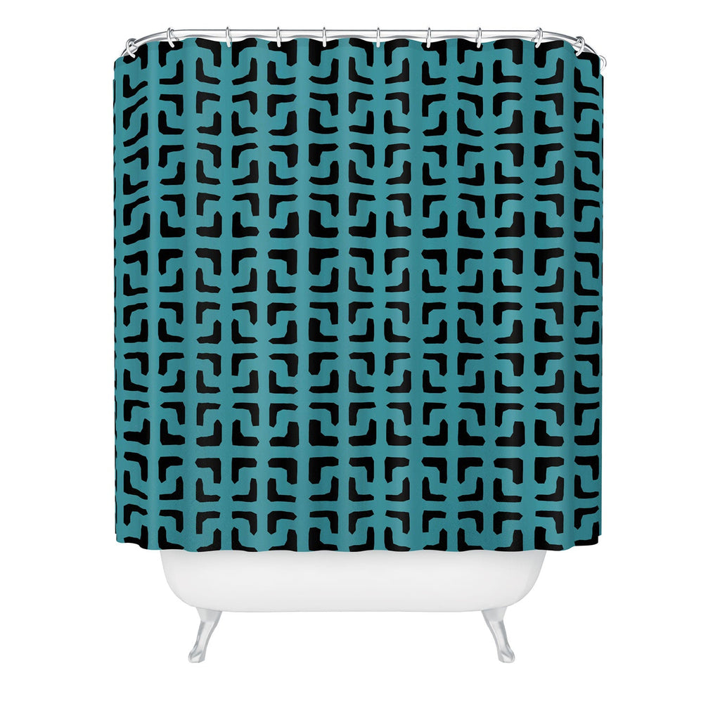Hadley Hutton Lattice Pieces Teal Shower Curtain