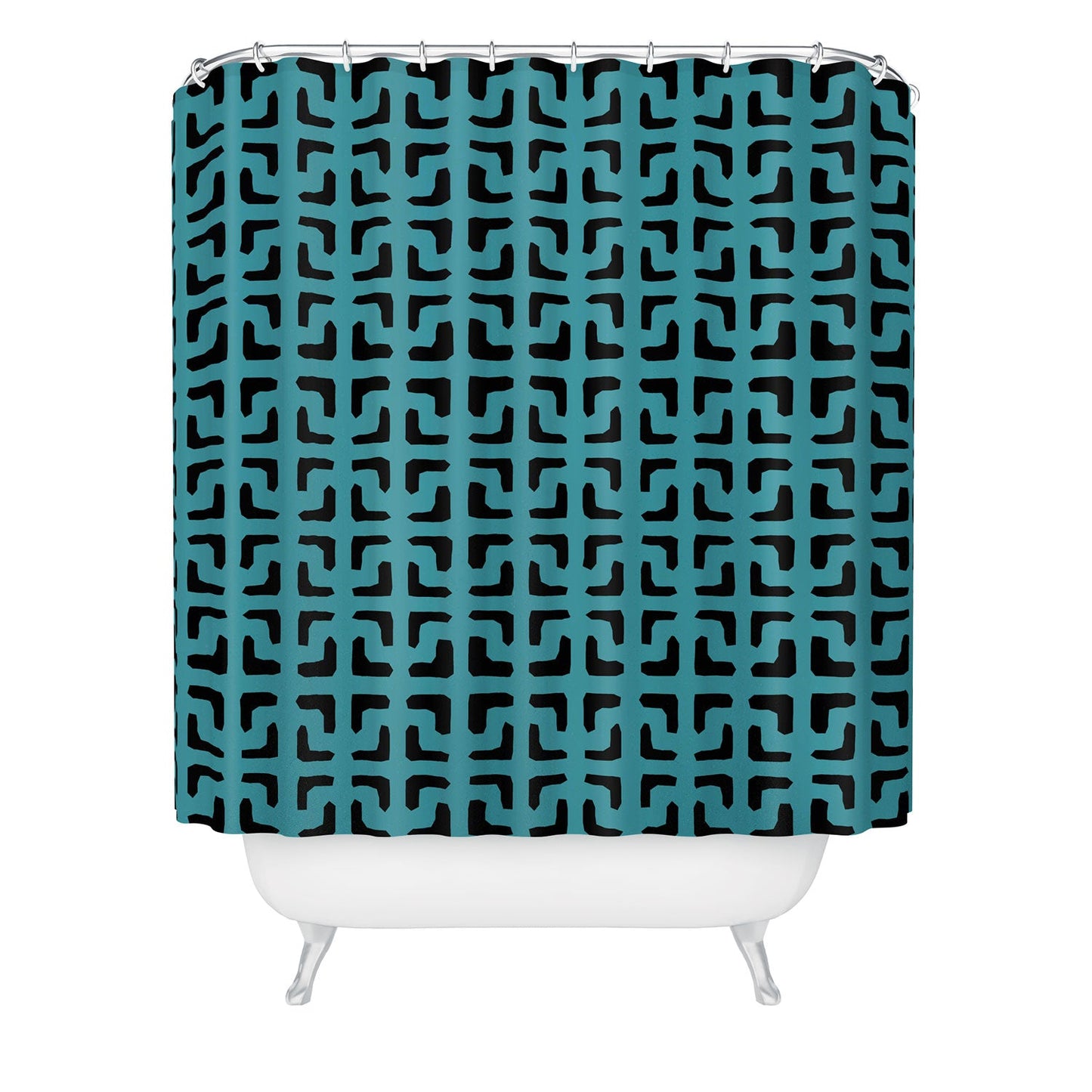 Hadley Hutton Lattice Pieces Teal Shower Curtain