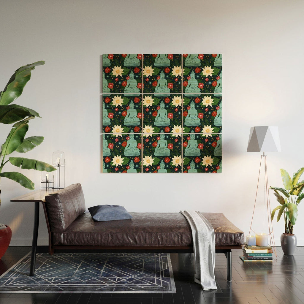 Design by Spark Meditating Lotus Buddha Wood Wall Mural