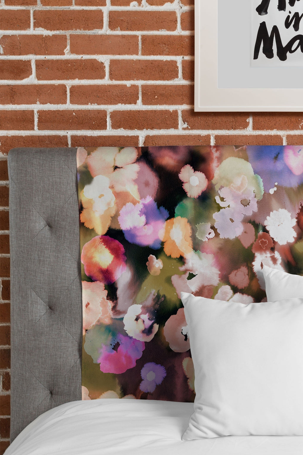 Ninola Design Botanic Retreat Ombre Abstract Watercolor Flowers Pink gold Tapestry