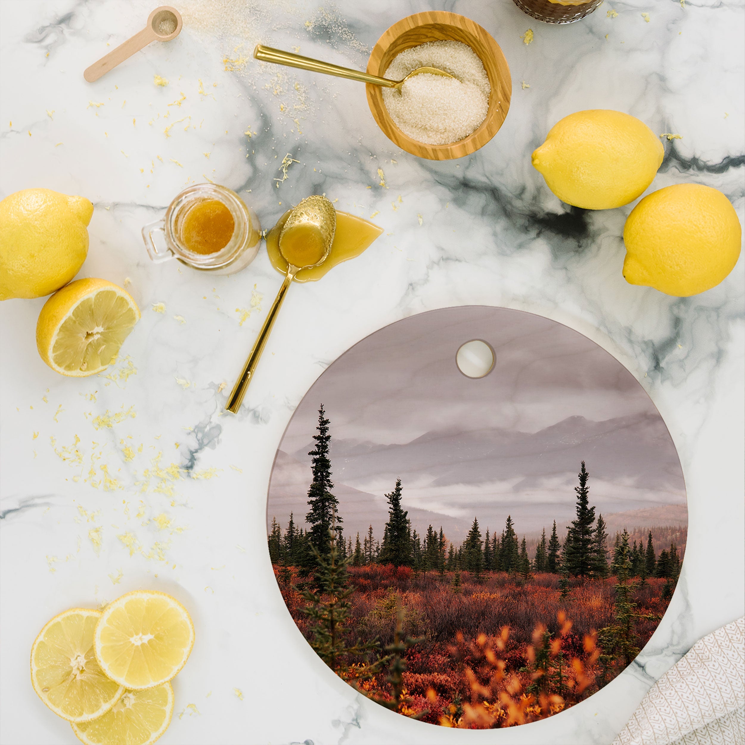 Hannah Kemp Autumn Up North Cutting Board Round