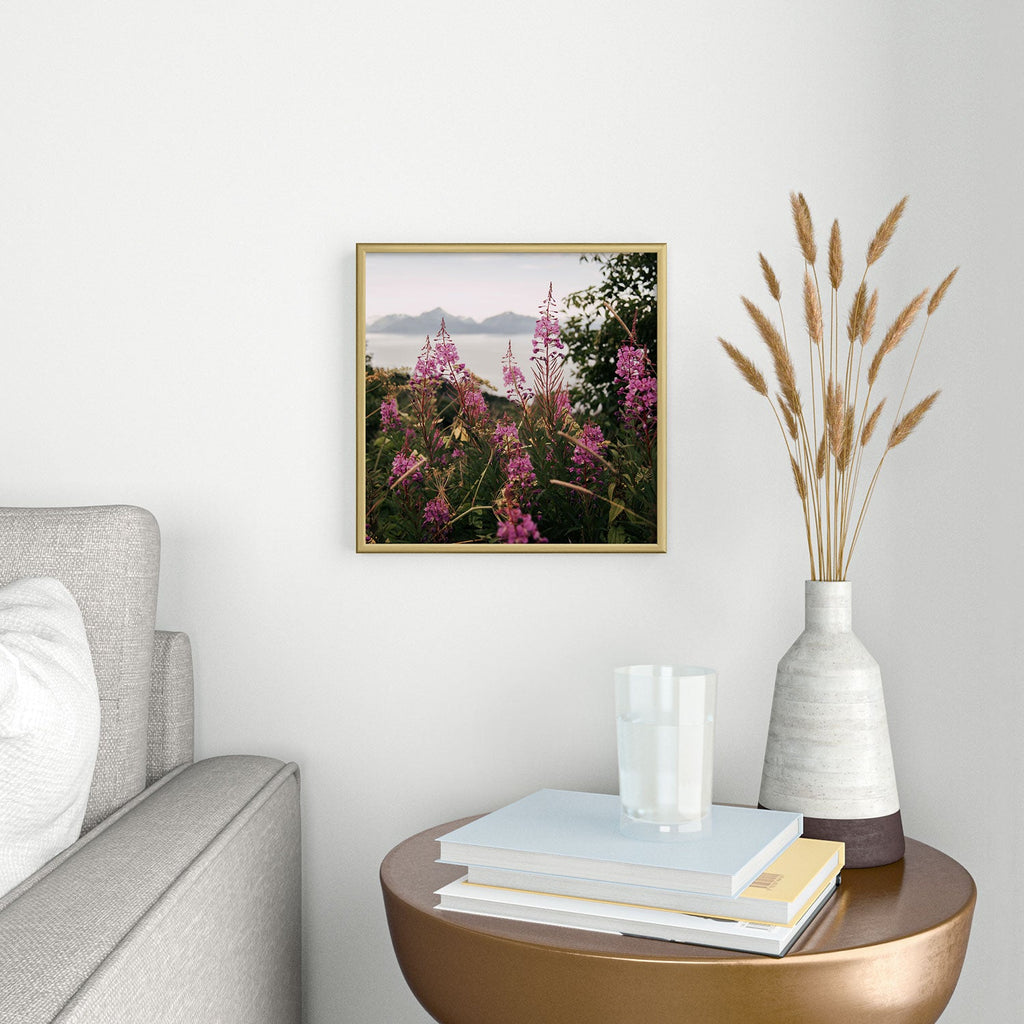 Hannah Kemp Fireweed Season Square Metal Framed Art Print