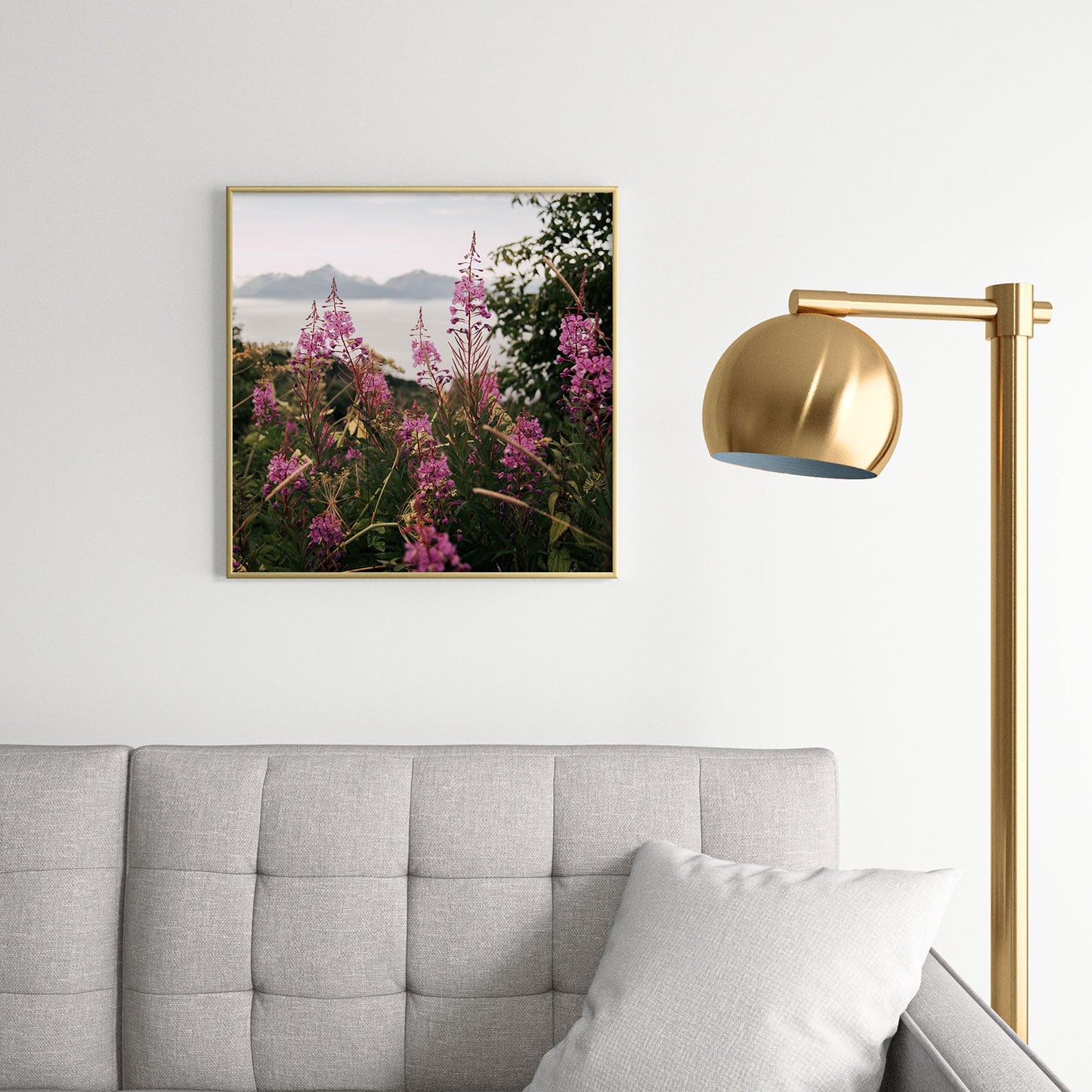 Hannah Kemp Fireweed Season Square Metal Framed Art Print