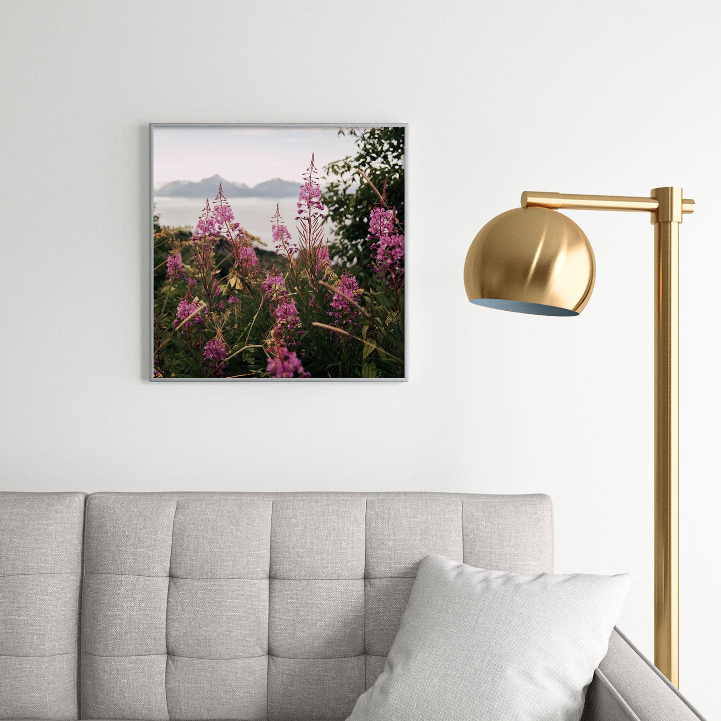 Hannah Kemp Fireweed Season Square Metal Framed Art Print