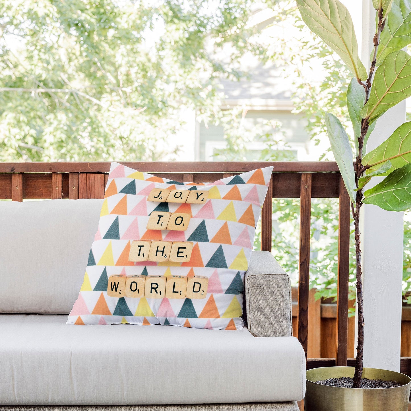 Happee Monkee Joy To The World Outdoor Throw Pillow