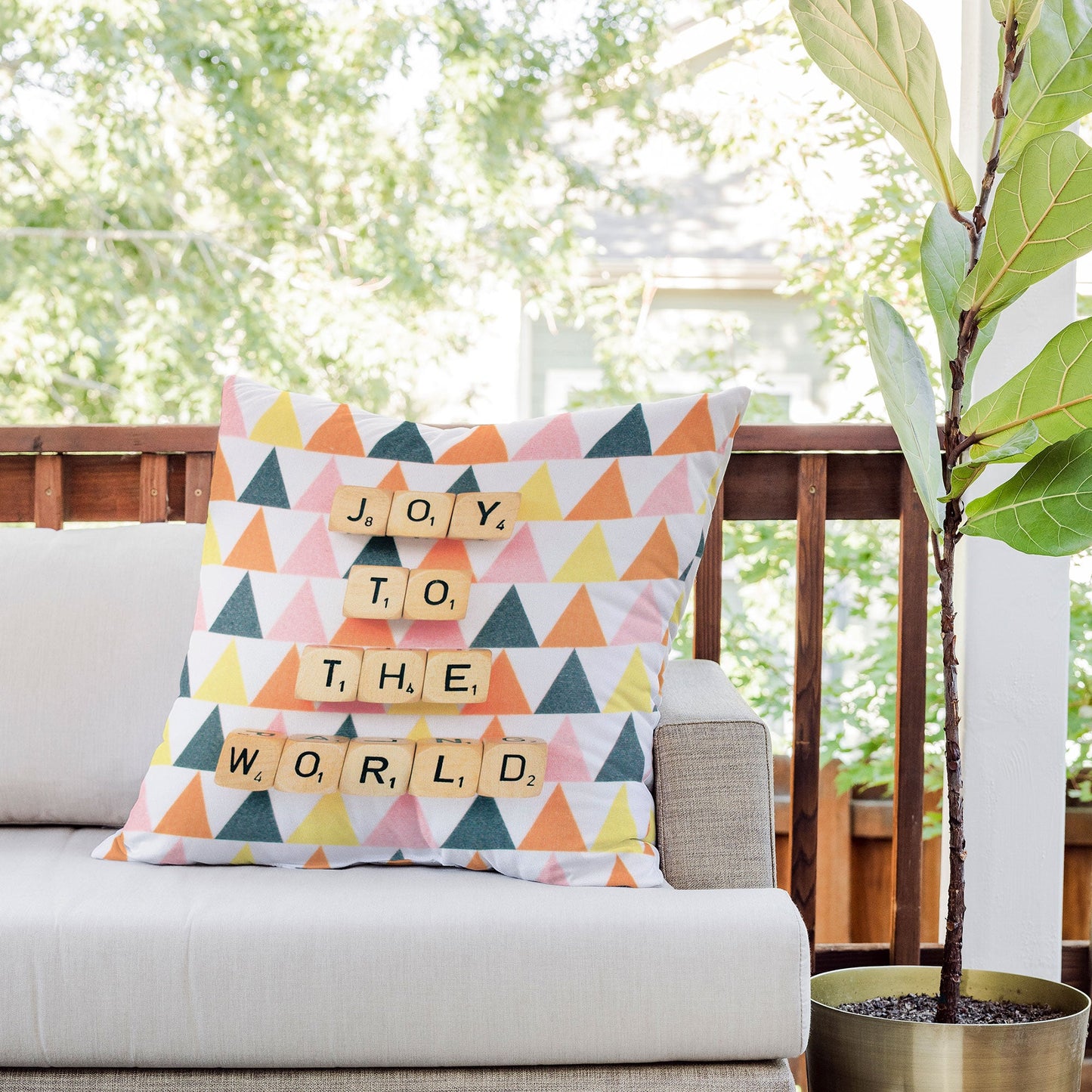 Happee Monkee Joy To The World Outdoor Throw Pillow
