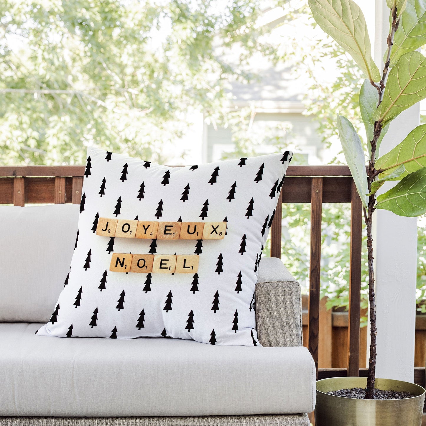 Happee Monkee Joyeux Noel Outdoor Throw Pillow