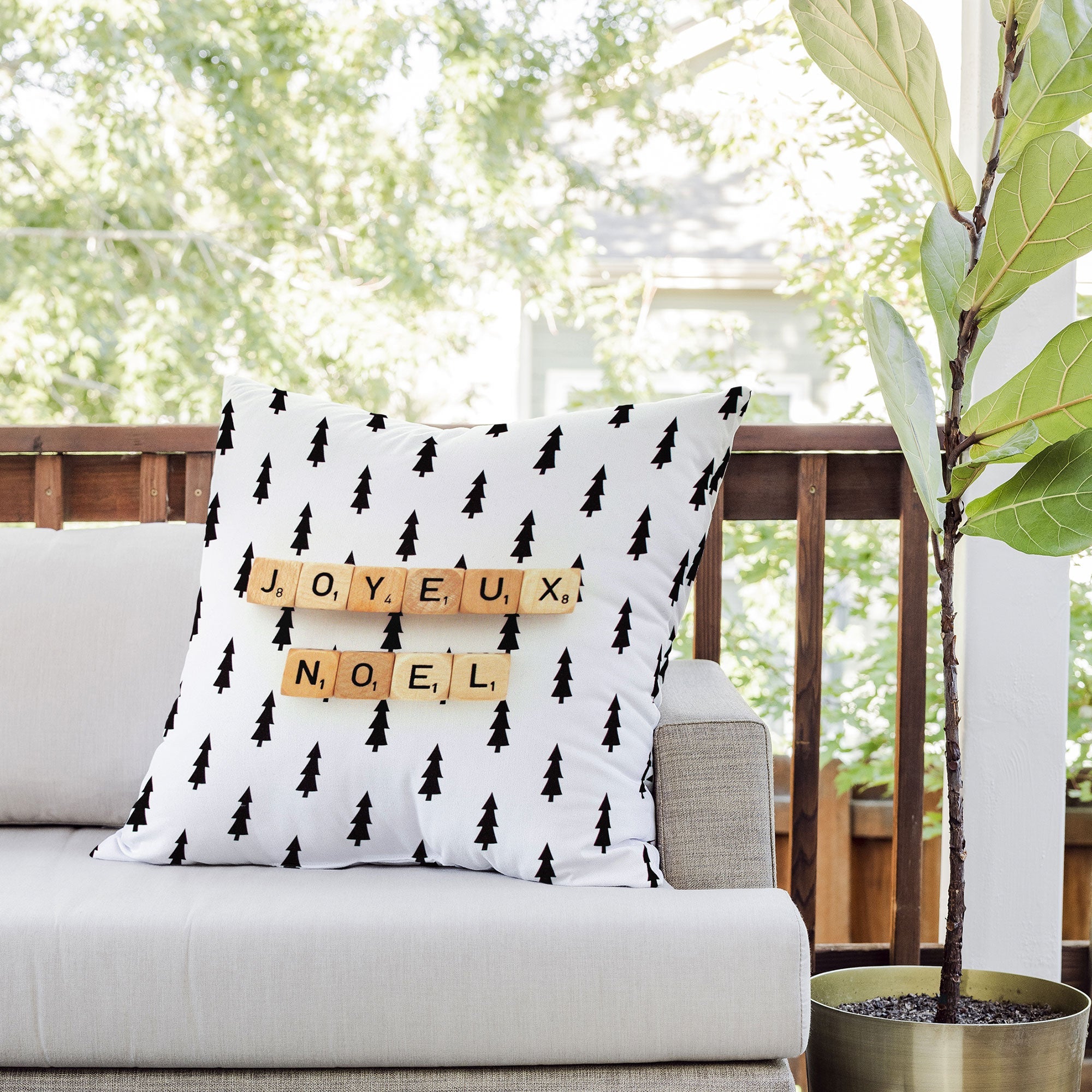 Happee Monkee Joyeux Noel Outdoor Throw Pillow
