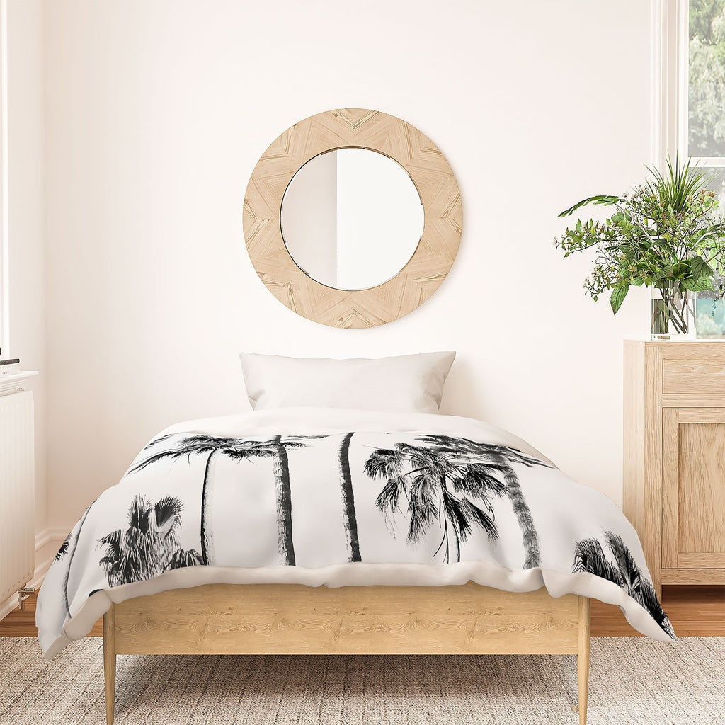 Gal Design Black And White Palms Duvet Cover