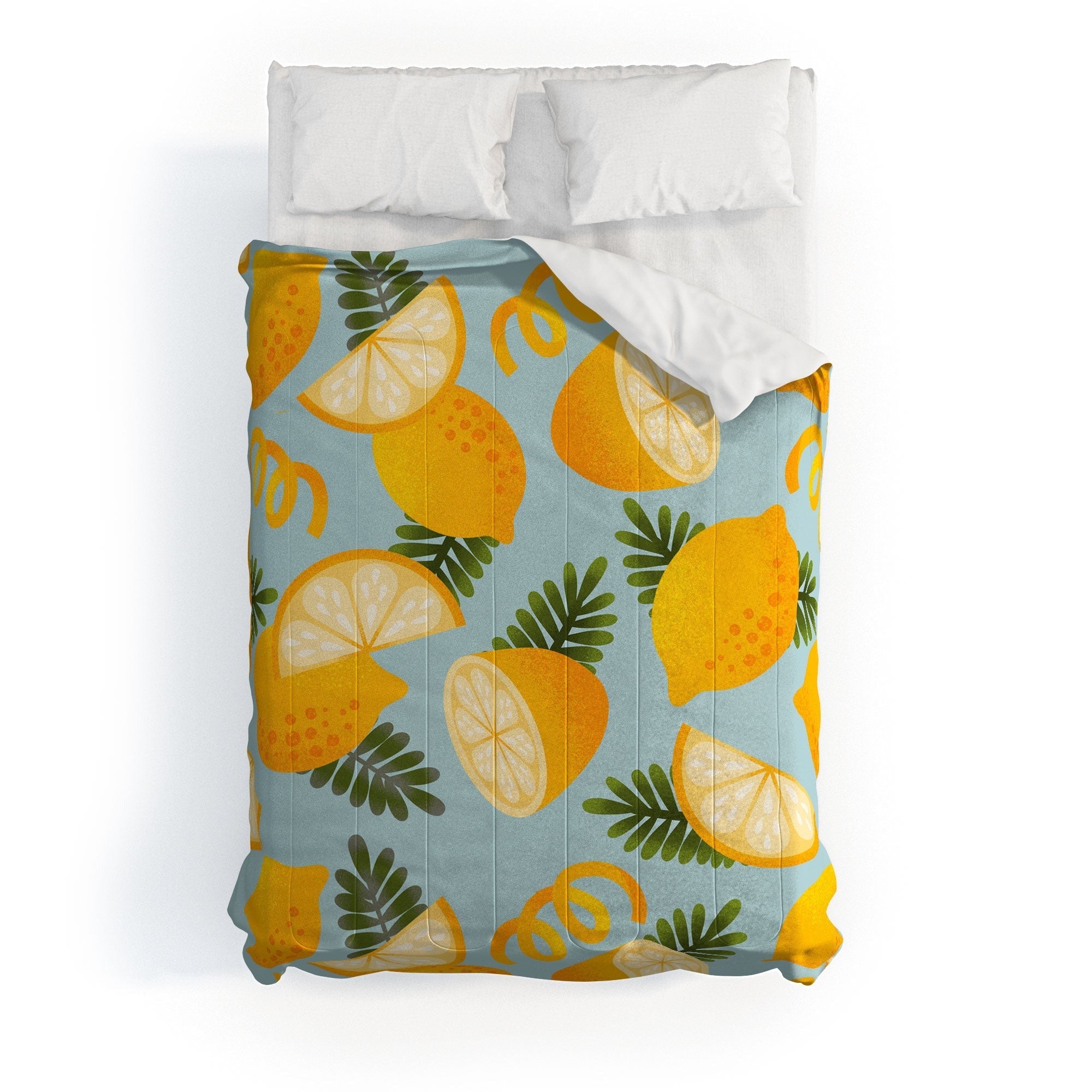 Jessica Molina Lemon Pattern on Sky Blue Comforter