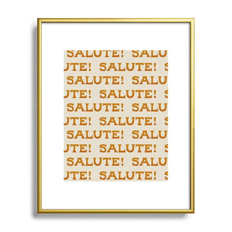 Jessica Molina Salute Gold Pattern on Cream Metal Framed Art Print