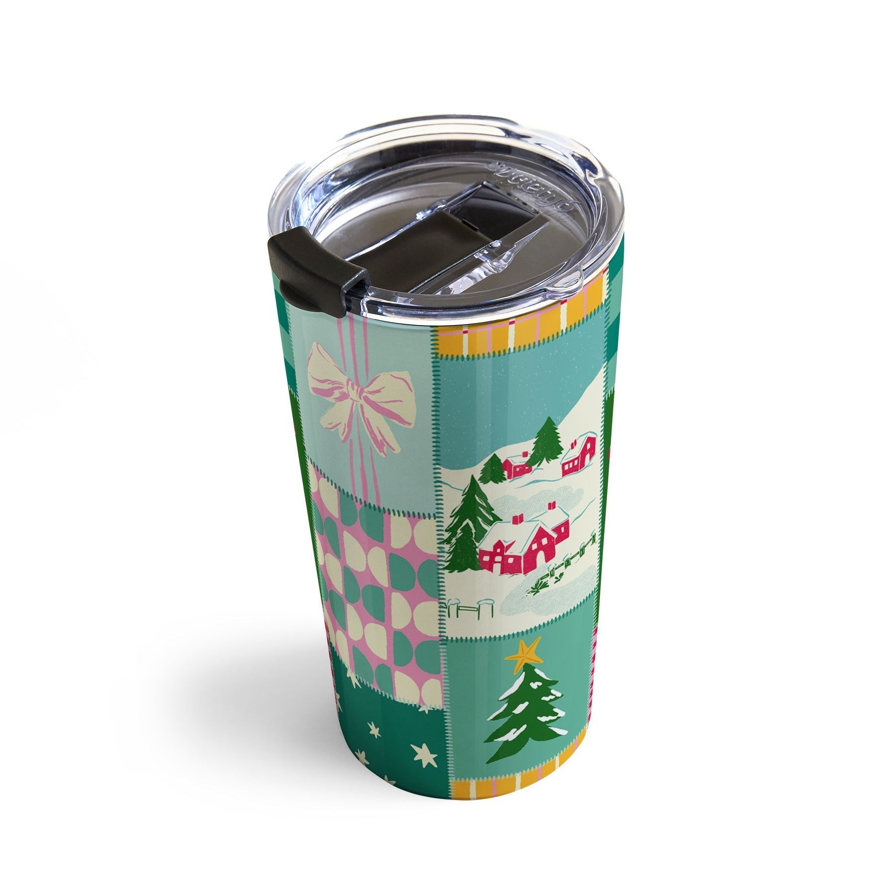 LouBruzzoni Cozy Christmas Patchwork Travel Mug
