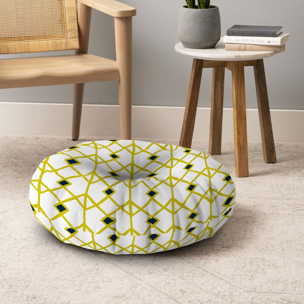 Heather Dutton Annika Diamond Citron Floor Pillow Round