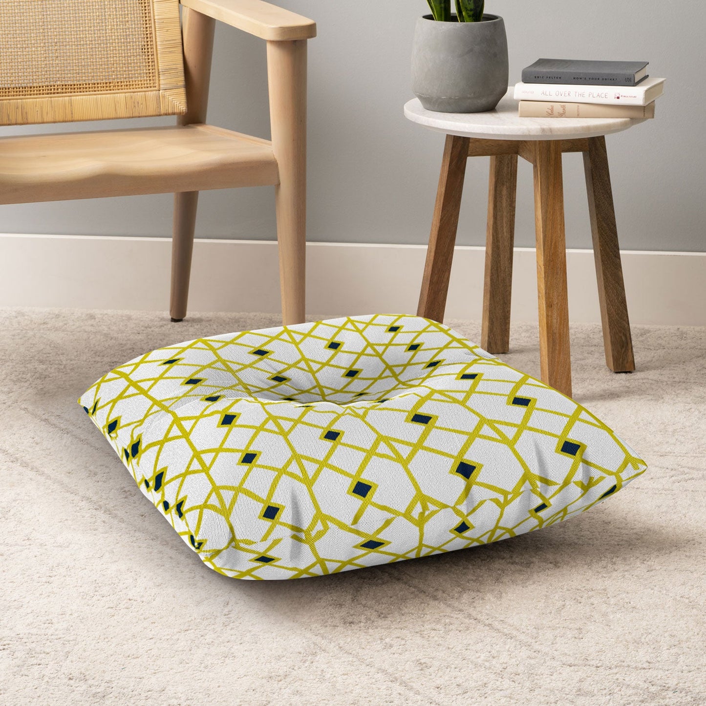 Heather Dutton Annika Diamond Citron Floor Pillow Square