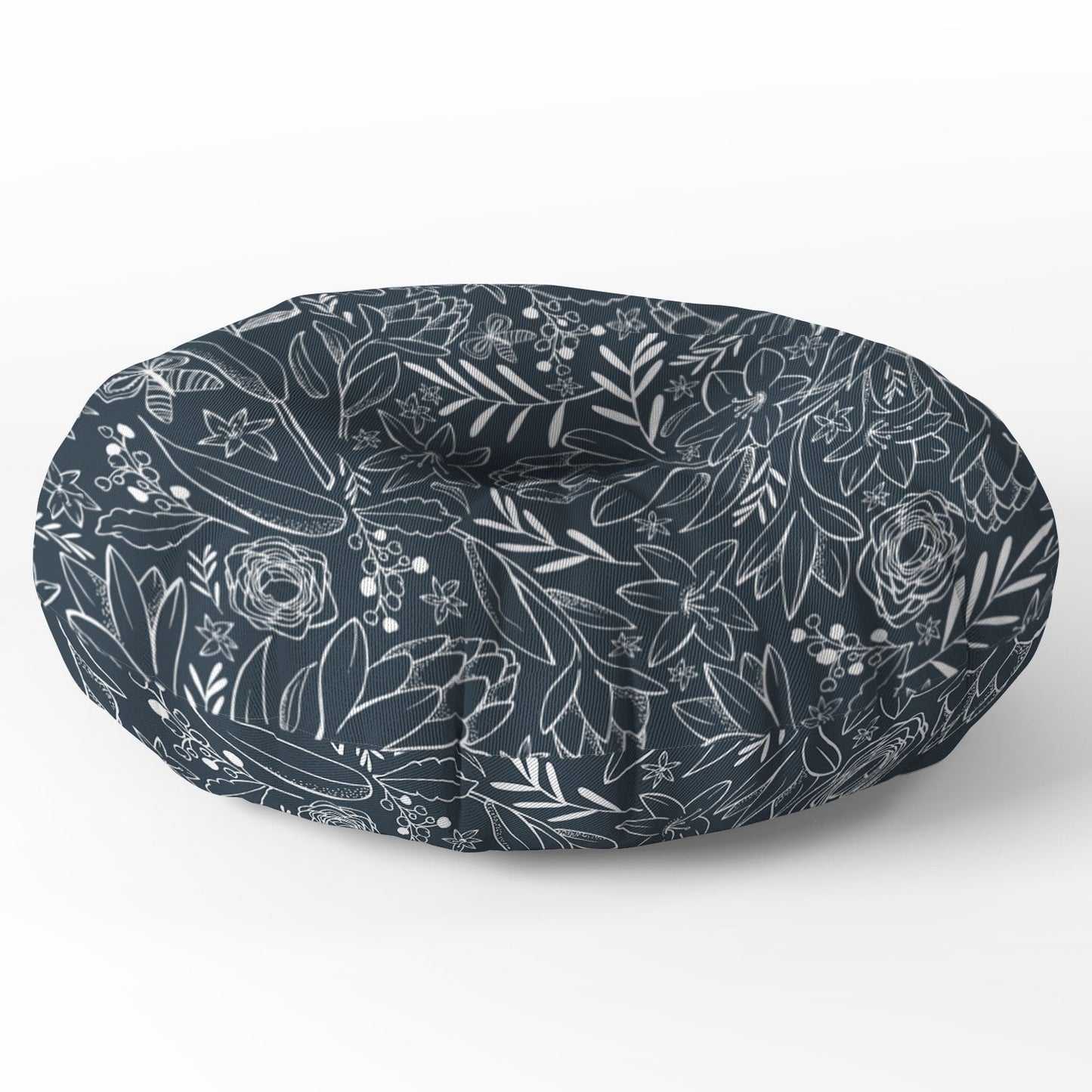 Heather Dutton Botanical Sketchbook Midnight Floor Pillow Round