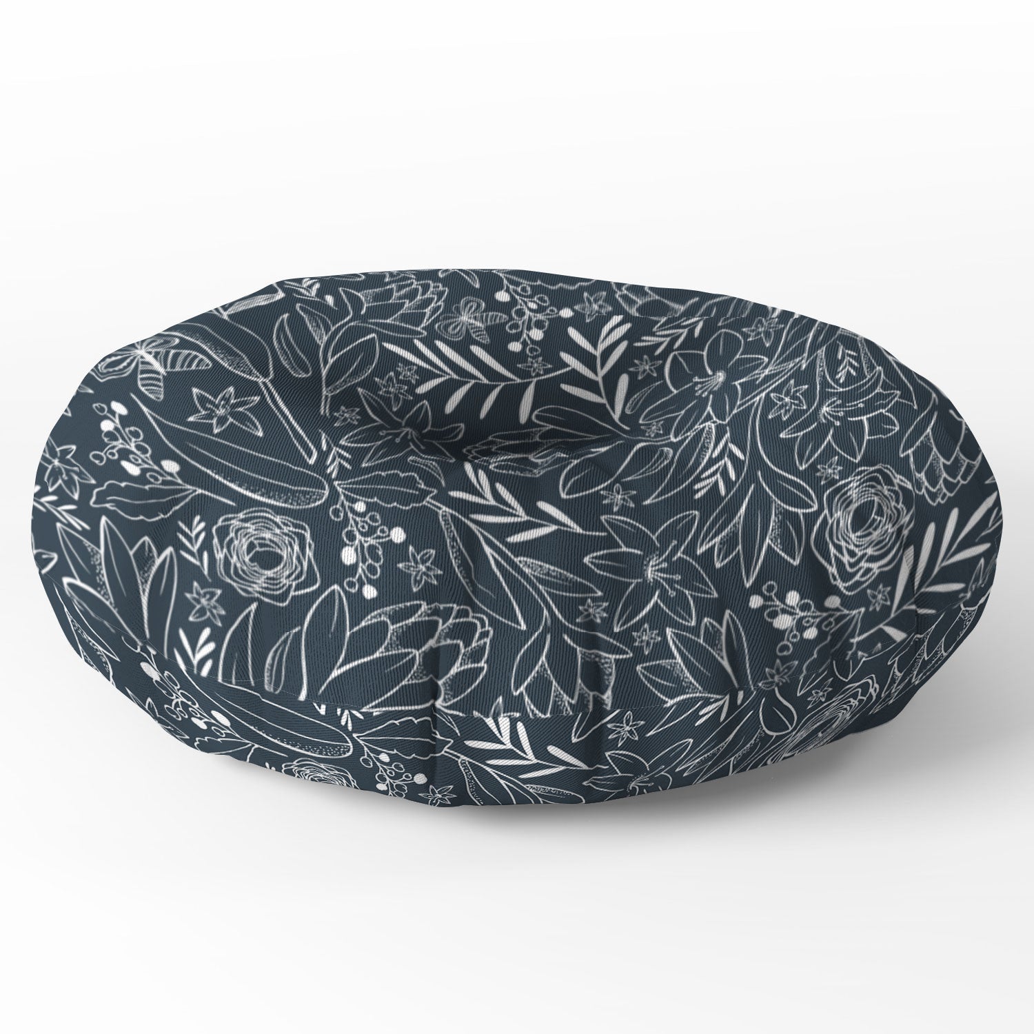 Heather Dutton Botanical Sketchbook Midnight Floor Pillow Round