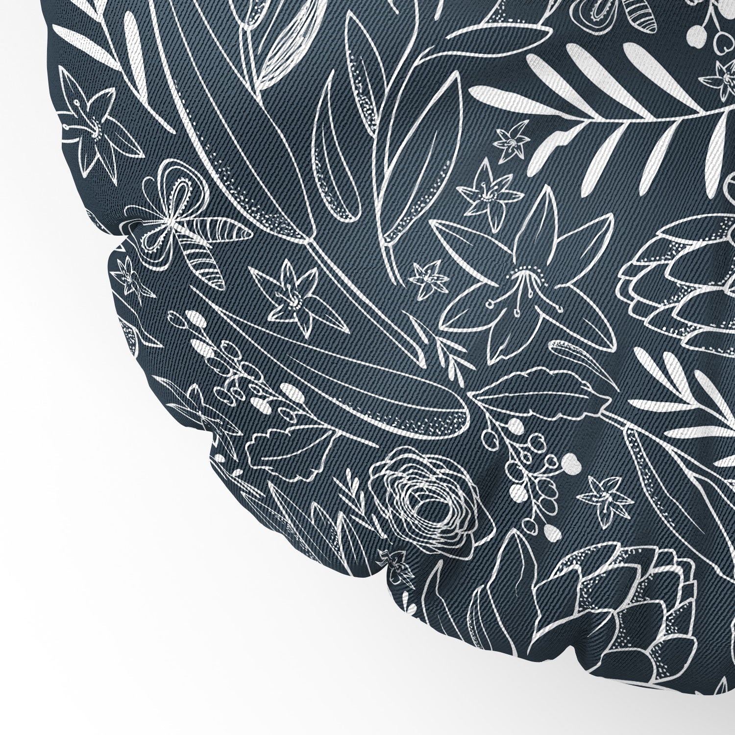 Heather Dutton Botanical Sketchbook Midnight Floor Pillow Round