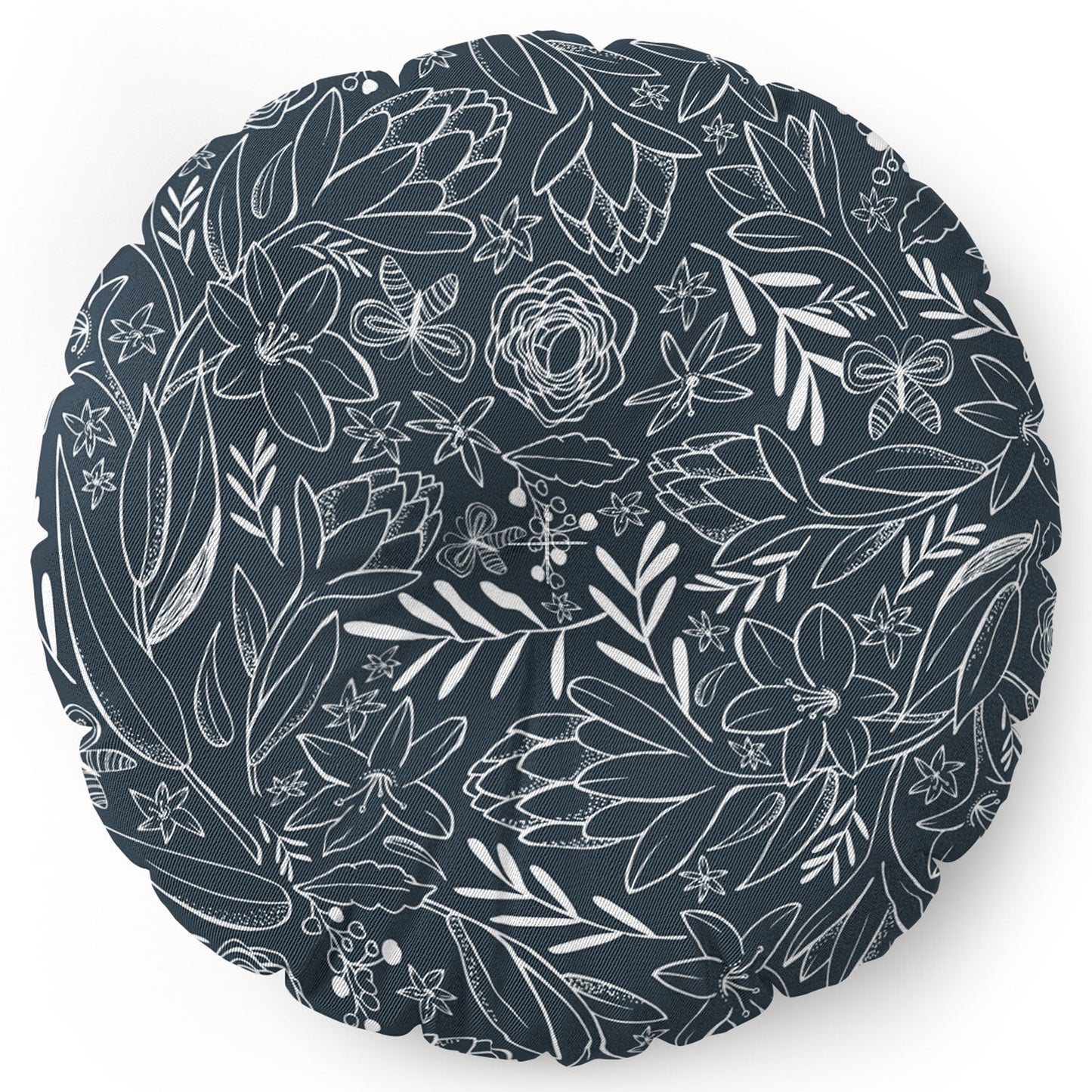 Heather Dutton Botanical Sketchbook Midnight Floor Pillow Round