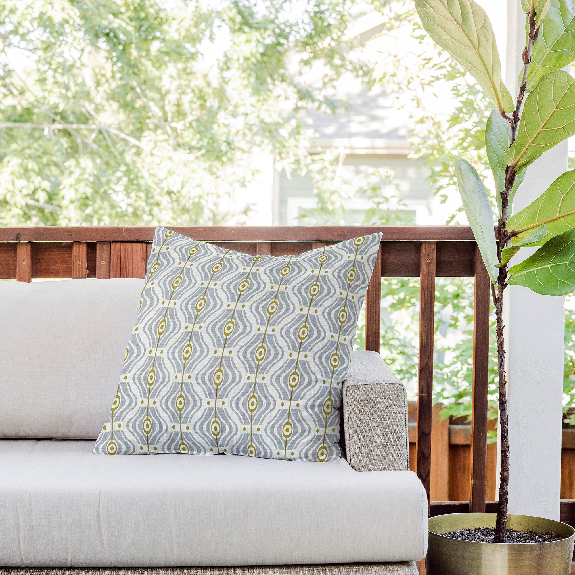 Heather Dutton Bungalow Grey Outdoor Throw Pillow
