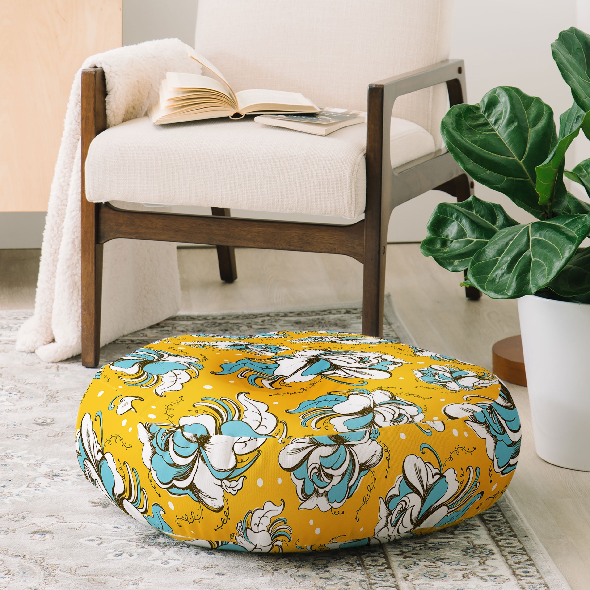 Heather Dutton Felicity Golden Floor Pillow Round