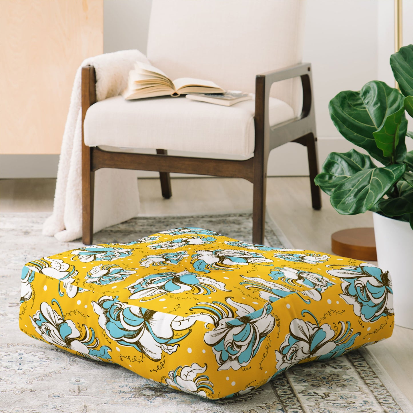 Heather Dutton Felicity Golden Floor Pillow Square