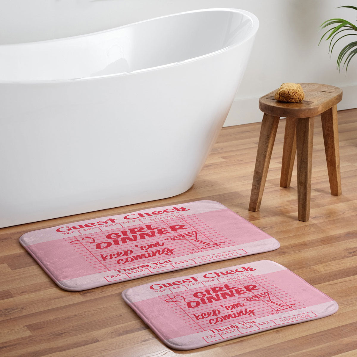 Heather Dutton Guest Check Keep Em Coming Memory Foam Bath Mat