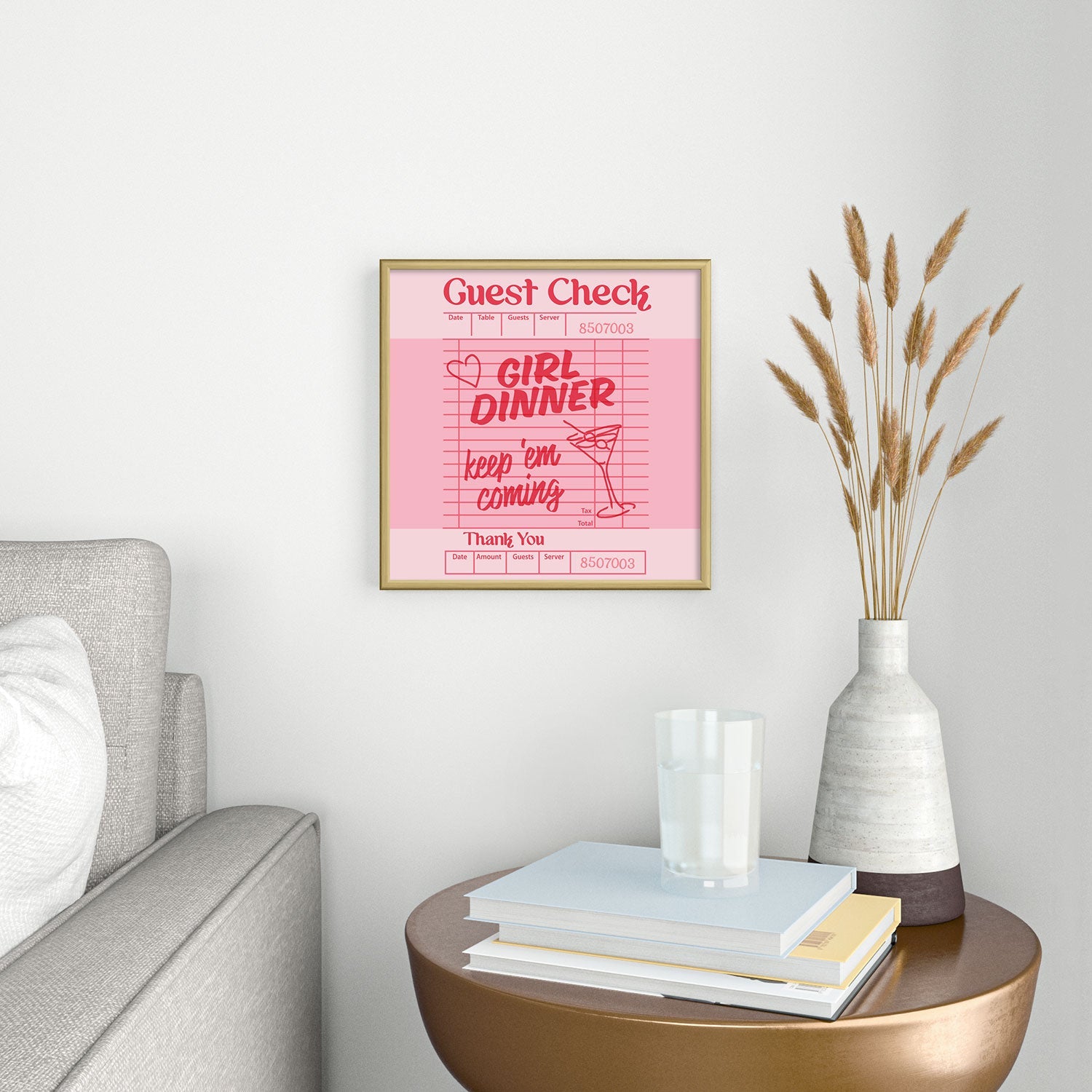 Heather Dutton Guest Check Keep Em Coming Square Metal Framed Art Print