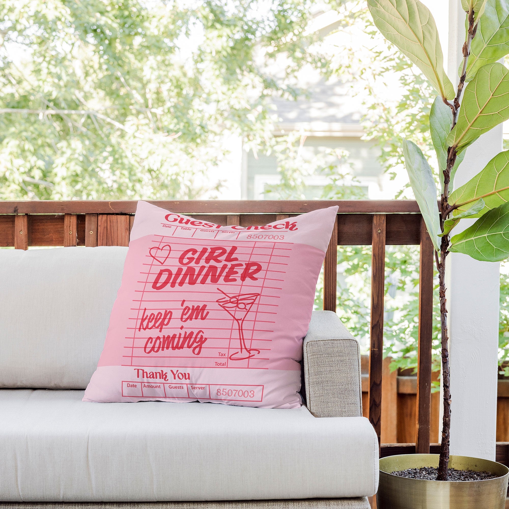 Heather Dutton Guest Check Keep Em Coming Outdoor Throw Pillow