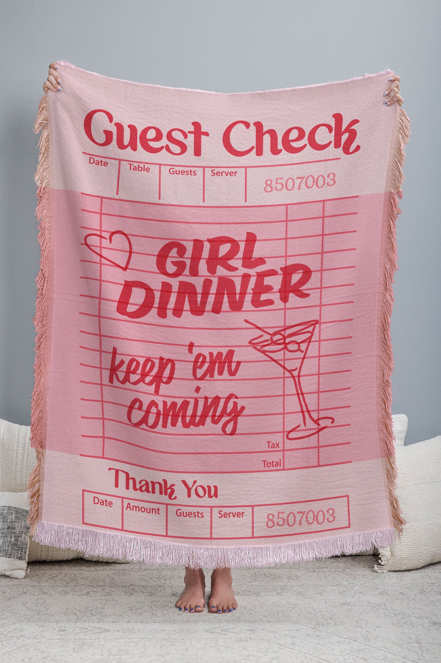 Heather Dutton Guest Check Keep Em Coming Throw Blanket
