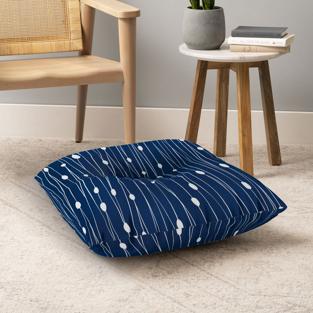 Heather Dutton Navy Entangled Floor Pillow Square