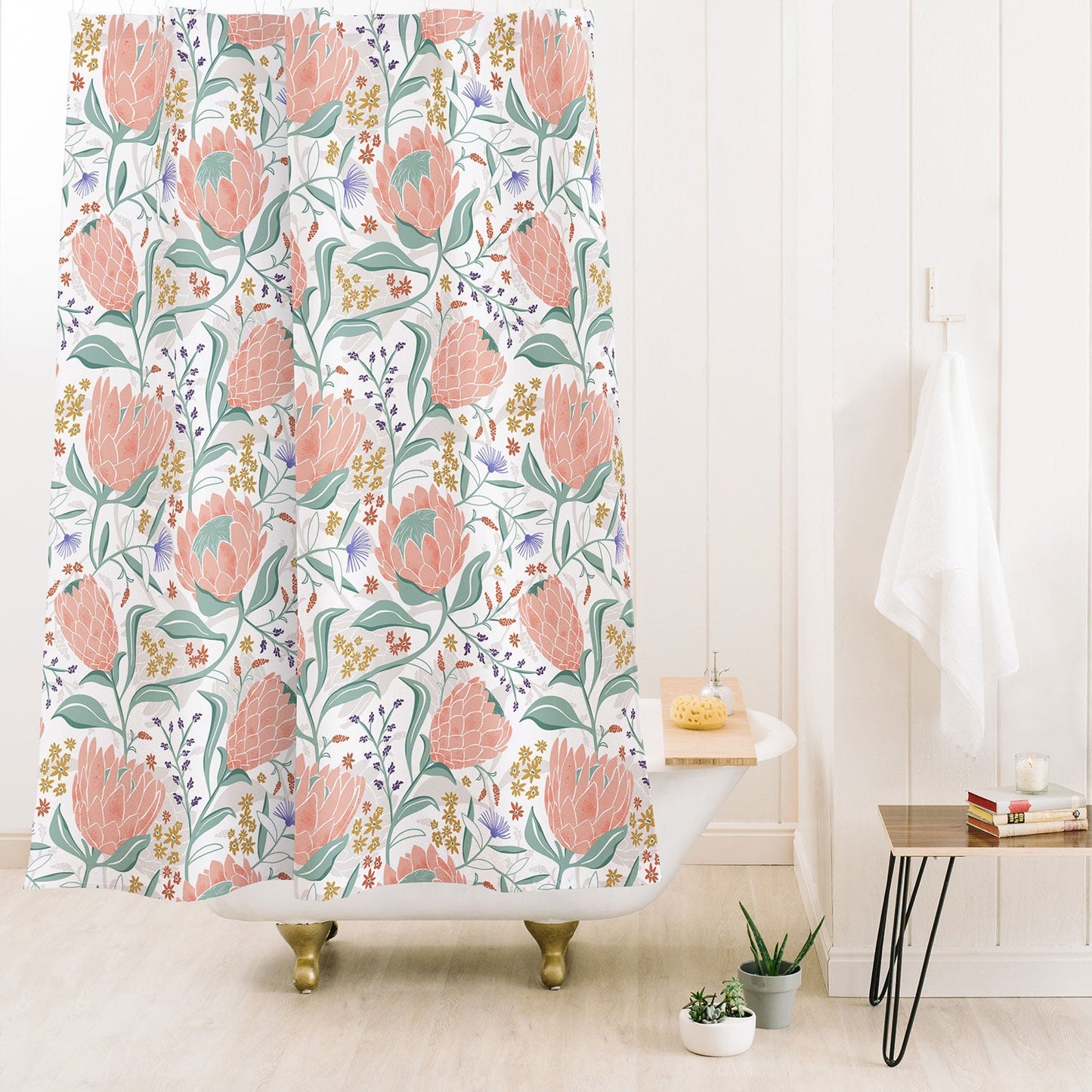 Heather Dutton Protea Field White Shower Curtain