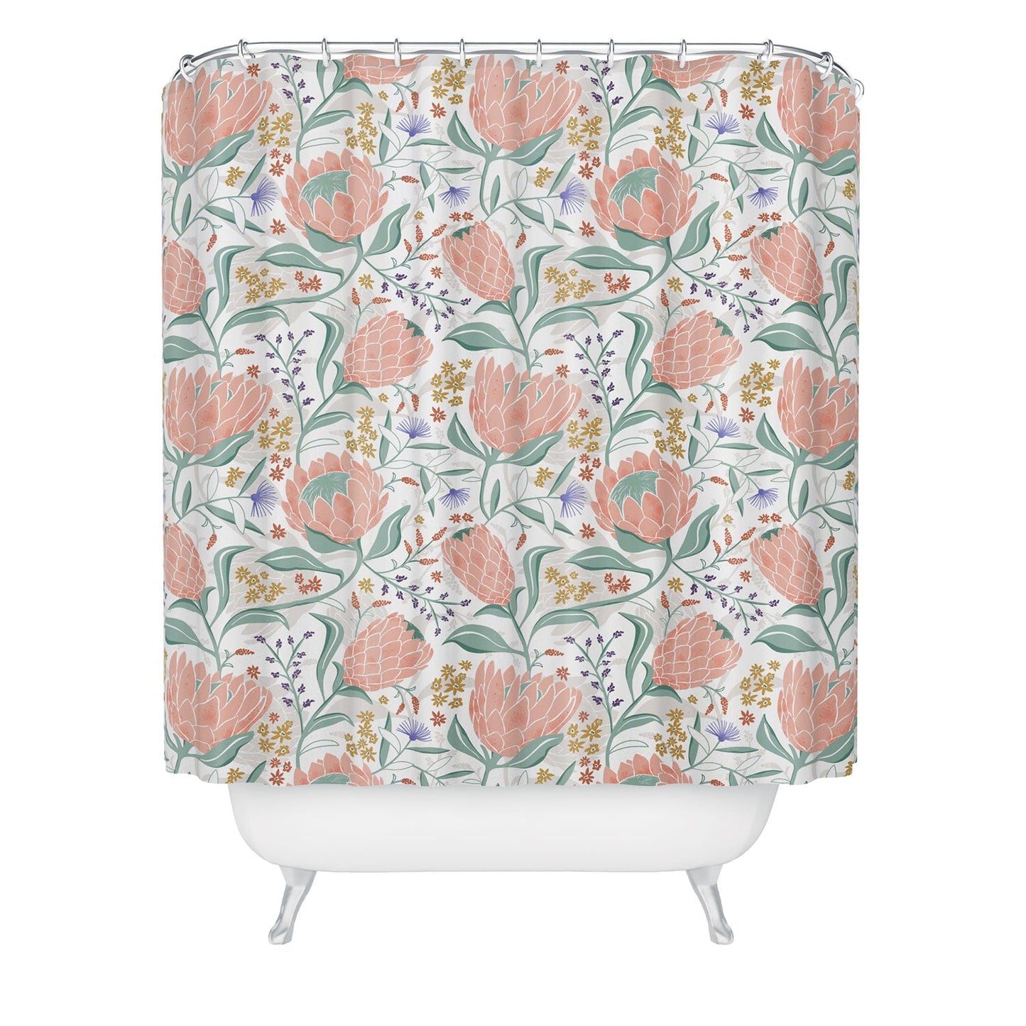 Heather Dutton Protea Field White Shower Curtain