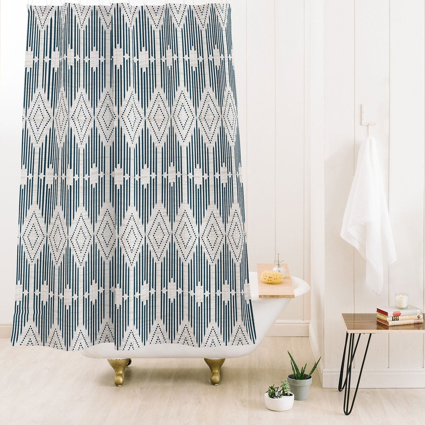 Heather Dutton West End Midnight Linen Shower Curtain