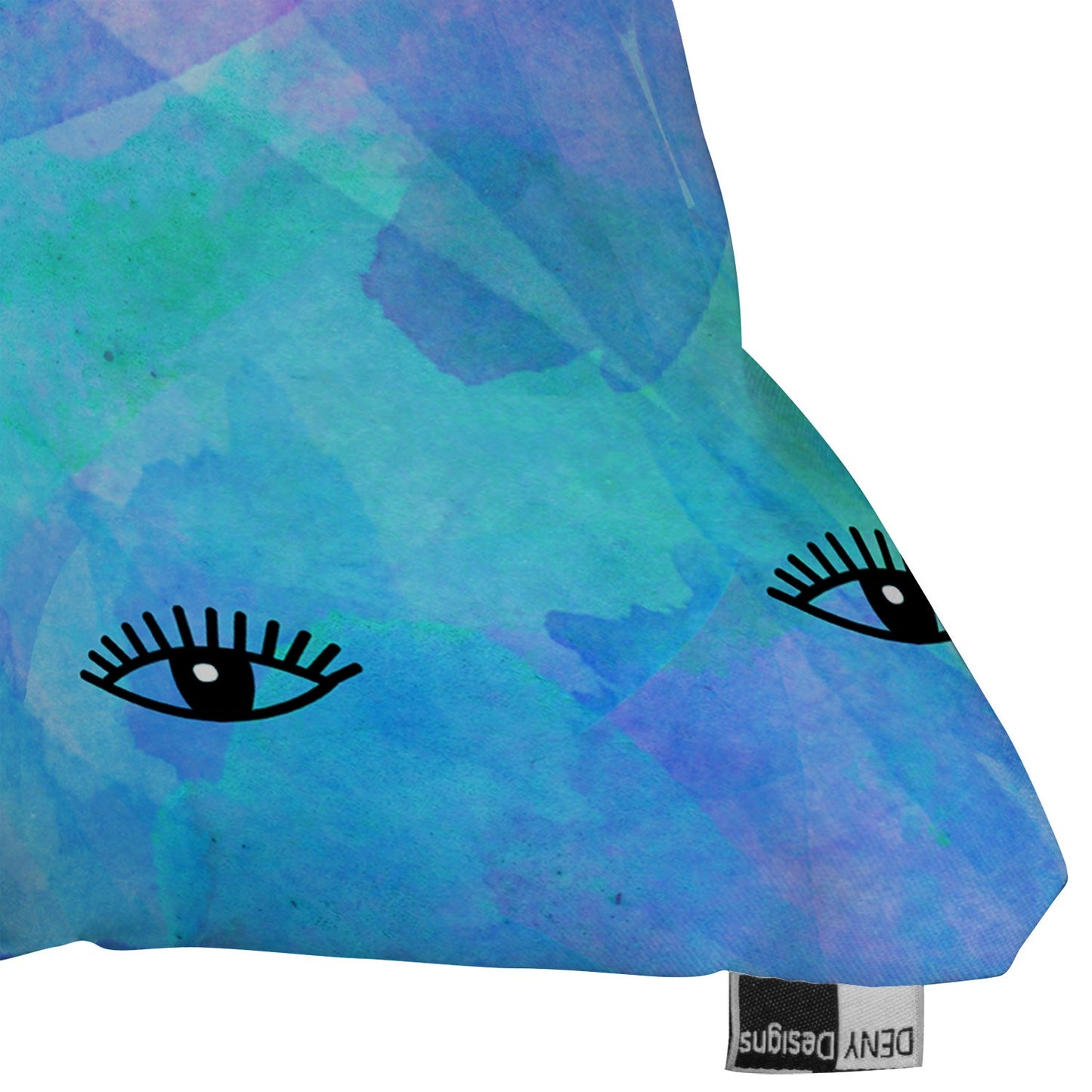 Hello Sayang Eye Blush Blue Outdoor Throw Pillow