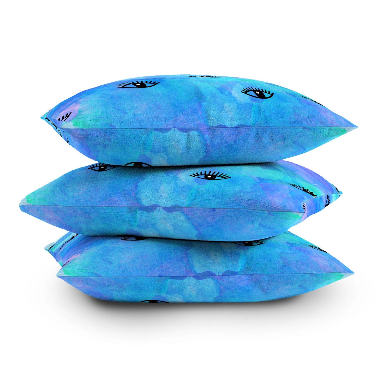 Hello Sayang Eye Blush Blue Outdoor Throw Pillow
