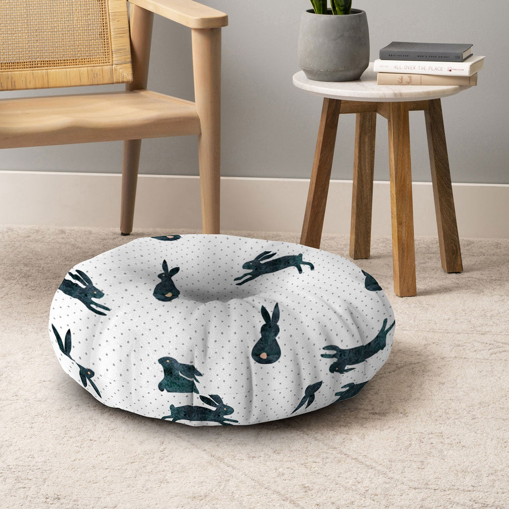 Hello Sayang Funny Bunnies Floor Pillow Round