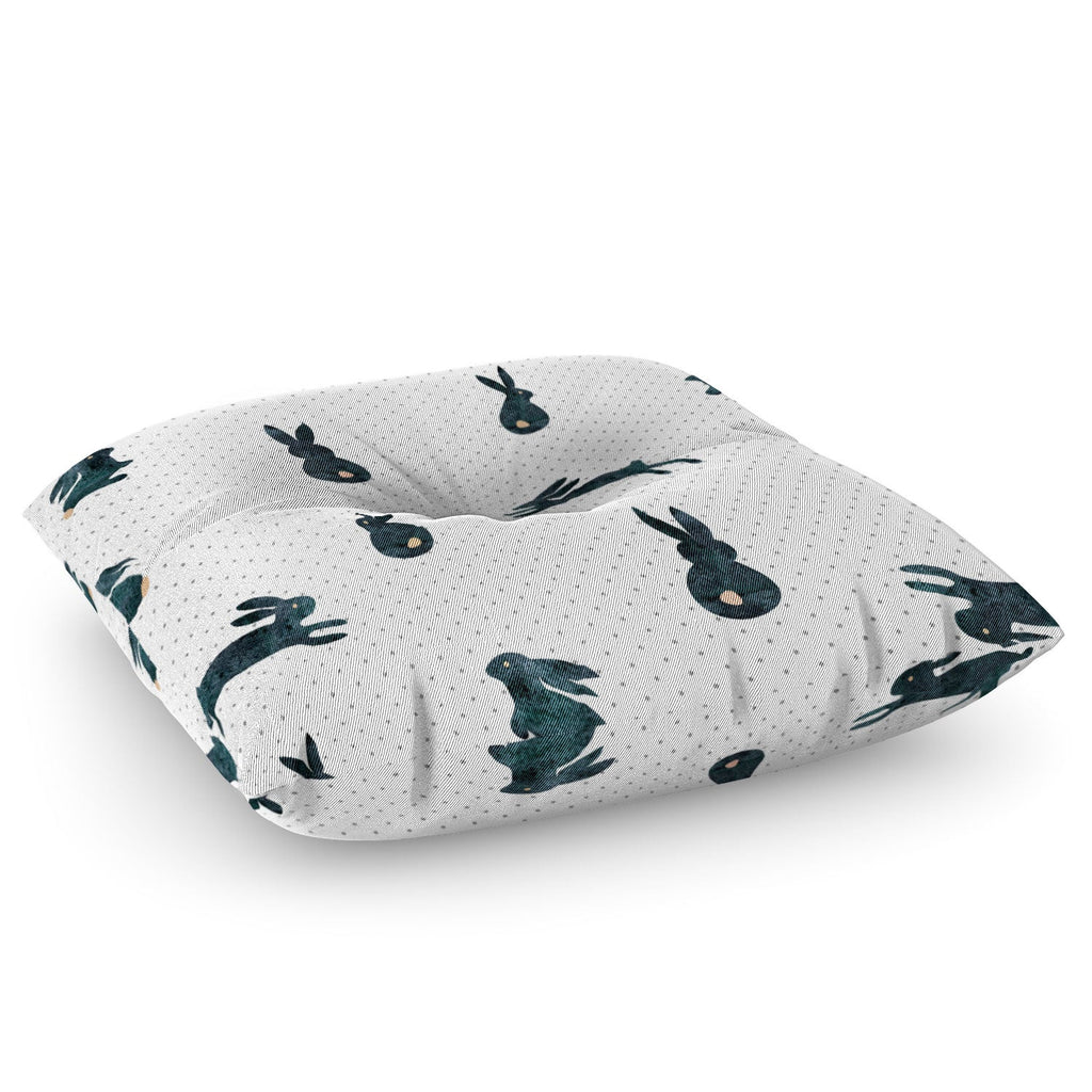Hello Sayang Funny Bunnies Floor Pillow Square