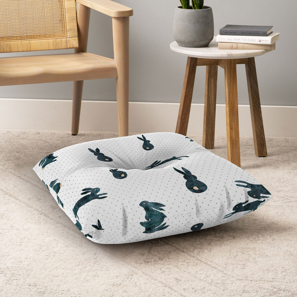 Hello Sayang Funny Bunnies Floor Pillow Square